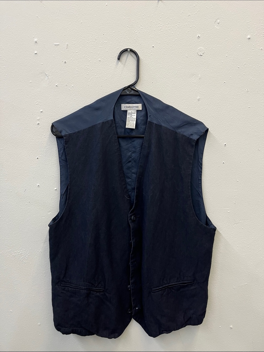 Claiborne Men's Dark Navy Blue Button-Front Vest